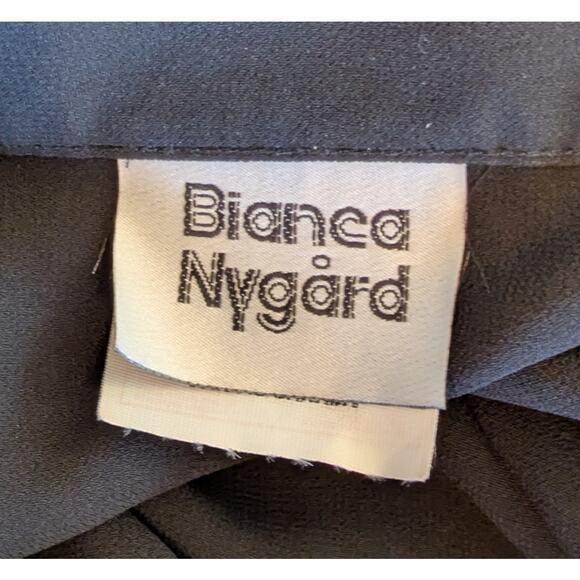 Bianca Nygard VTG Black Midi Flare Wrap Skirt Sheer Overlay Dressy Party Sz 16 - Picture 8 of 10